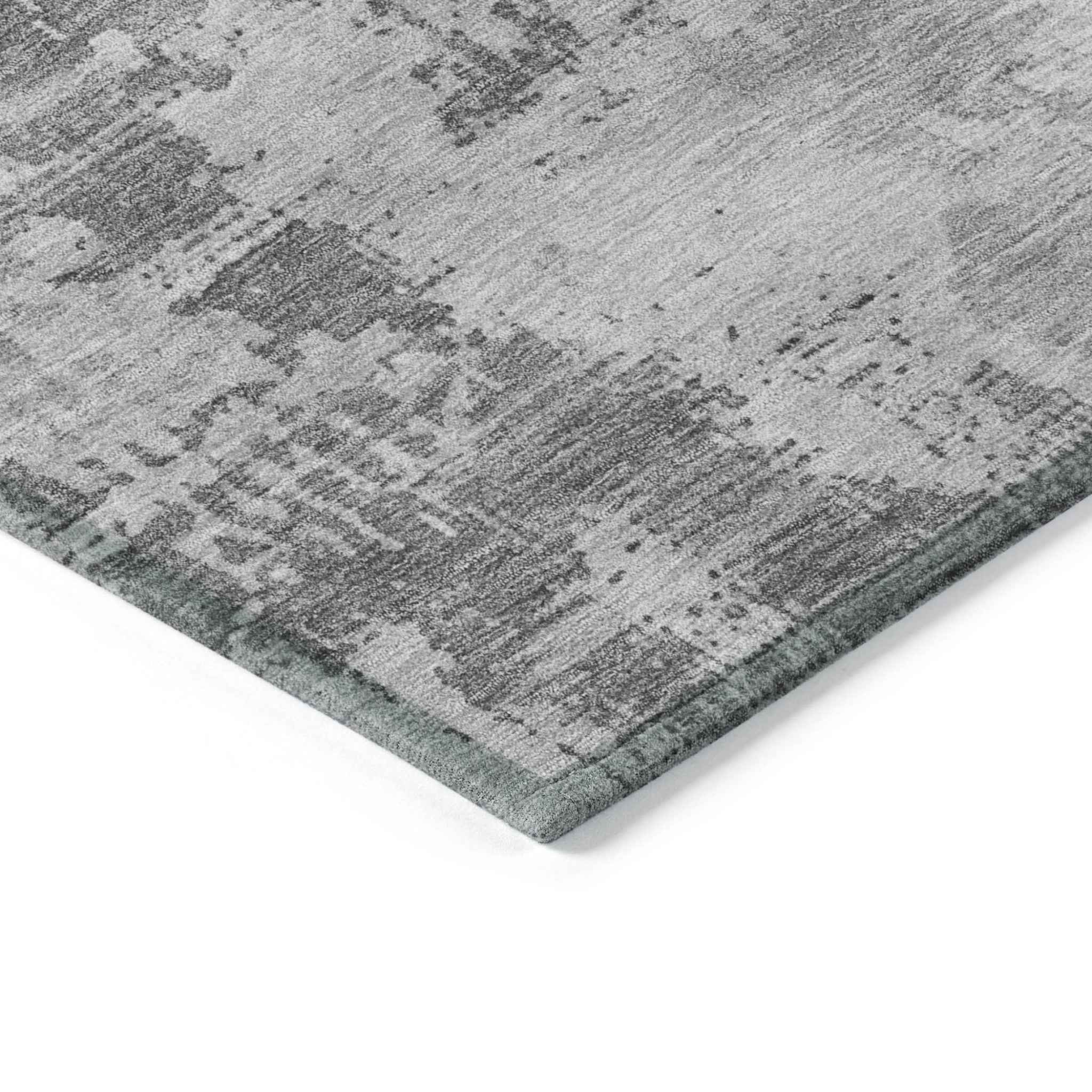 10' X 14' Gray And Silver Abstract Washable Indoor Outdoor Area Rug