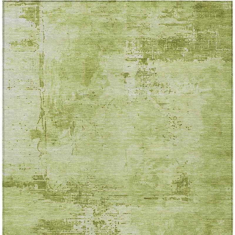 8' X 10' Lime Green And Ivory Abstract Washable Indoor Outdoor Area Rug