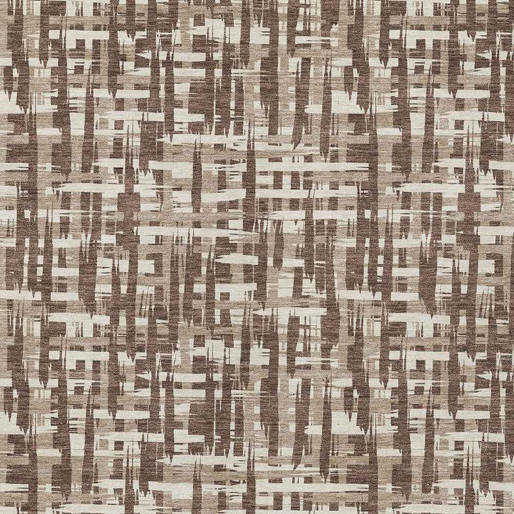 8' X 10' Brown Tan And Beige Abstract Washable Indoor Outdoor Area Rug