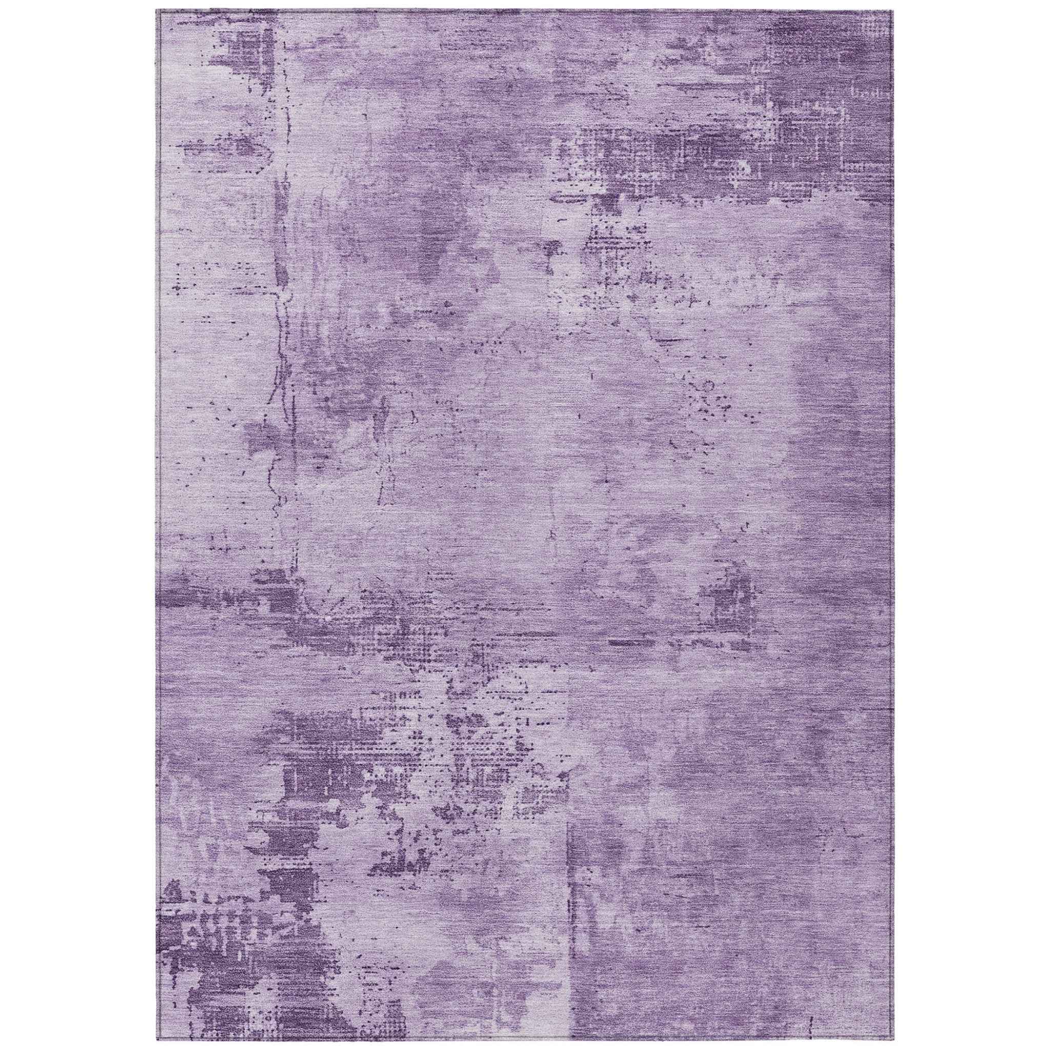 5' X 8' Lavender And Purple Abstract Washable Indoor Outdoor Area Rug