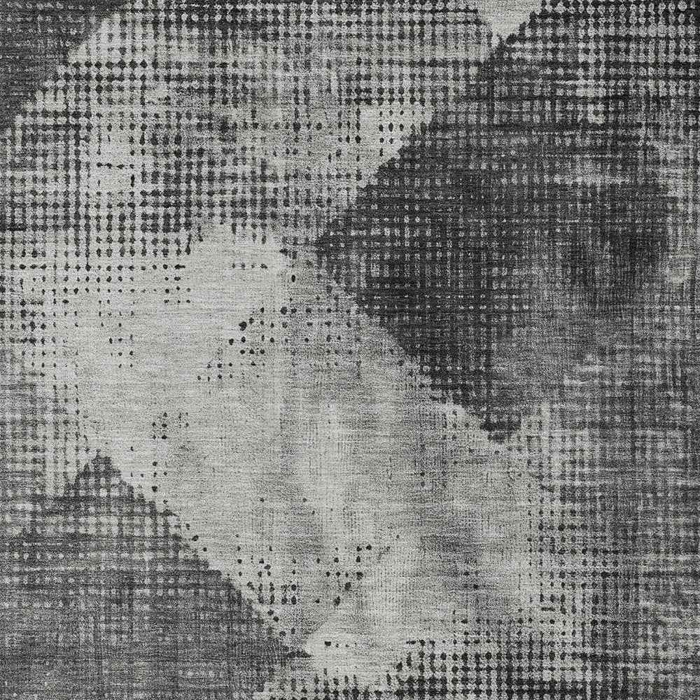 8' X 10' Gray And Black Geometric Washable Indoor Outdoor Area Rug