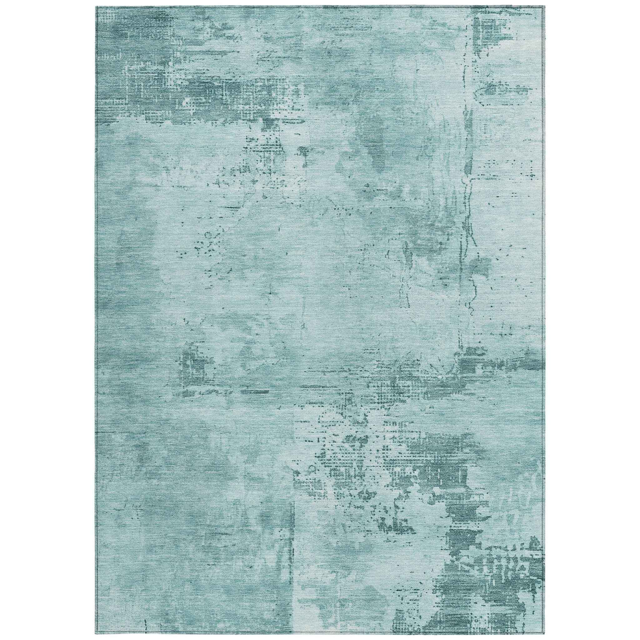 10' X 14' Blue And Ivory Abstract Washable Indoor Outdoor Area Rug