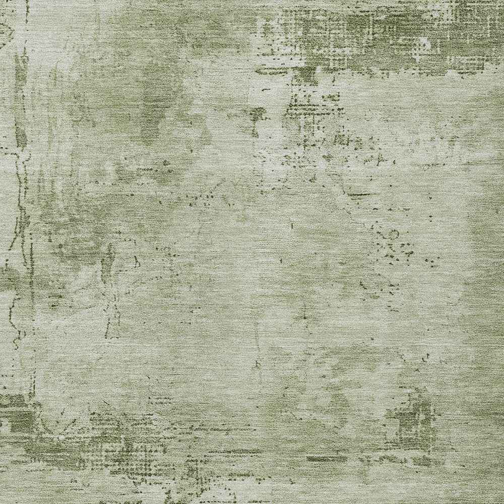 10' X 14' Olive Green And Ivory Abstract Washable Indoor Outdoor Area Rug