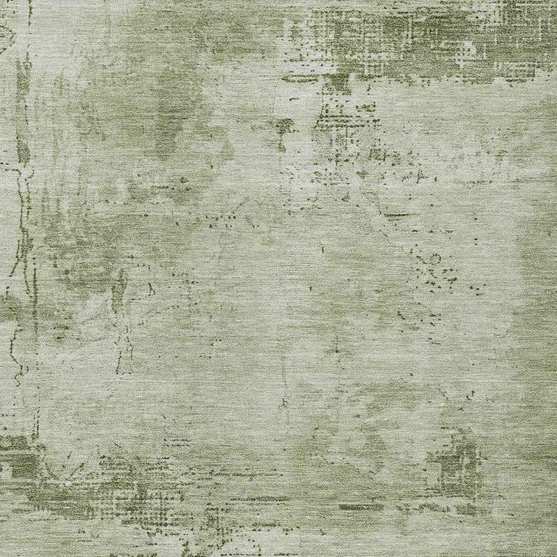 10' X 14' Olive Green And Ivory Abstract Washable Indoor Outdoor Area Rug