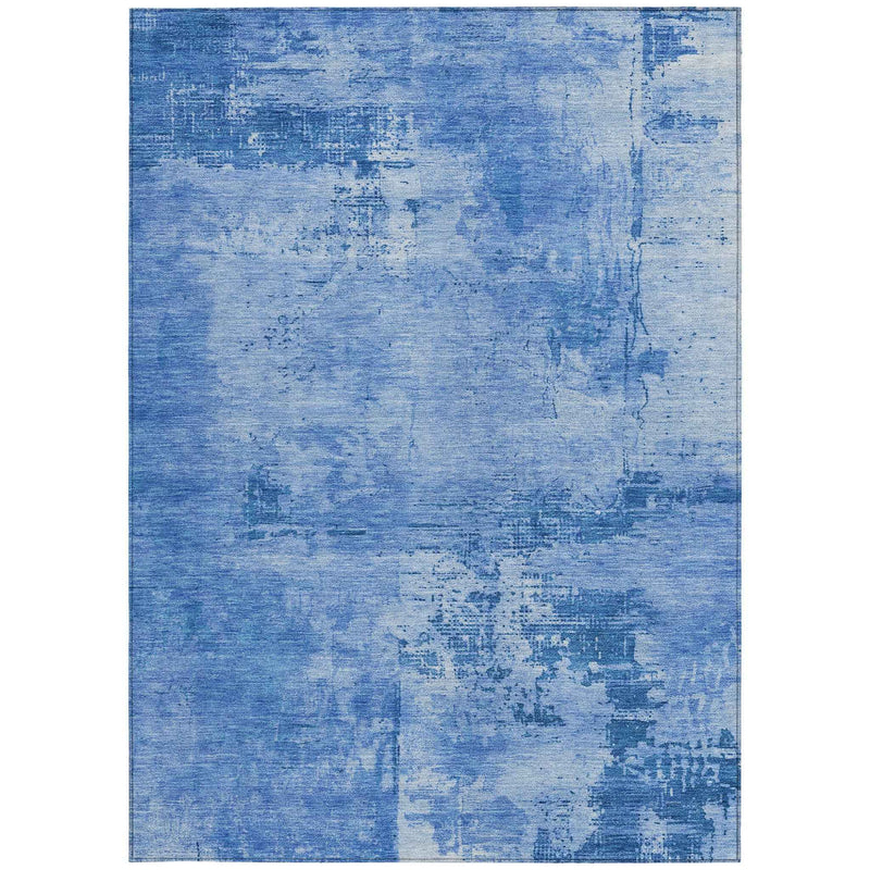 3' X 5' Navy Blue And Ivory Abstract Washable Indoor Outdoor Area Rug