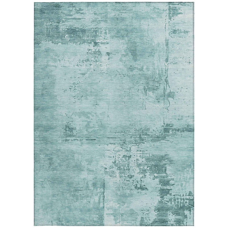5' X 8' Blue And Ivory Abstract Washable Indoor Outdoor Area Rug