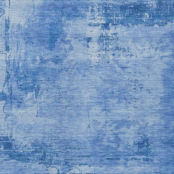 9' X 12' Navy Blue And Ivory Abstract Washable Indoor Outdoor Area Rug