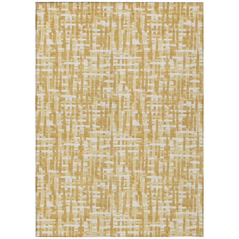 10' X 14' Gold Brown And Beige Abstract Washable Indoor Outdoor Area Rug
