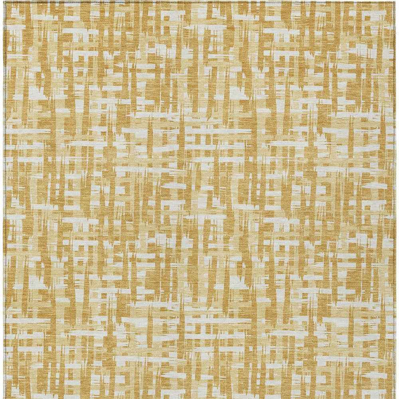 10' X 14' Gold Brown And Beige Abstract Washable Indoor Outdoor Area Rug