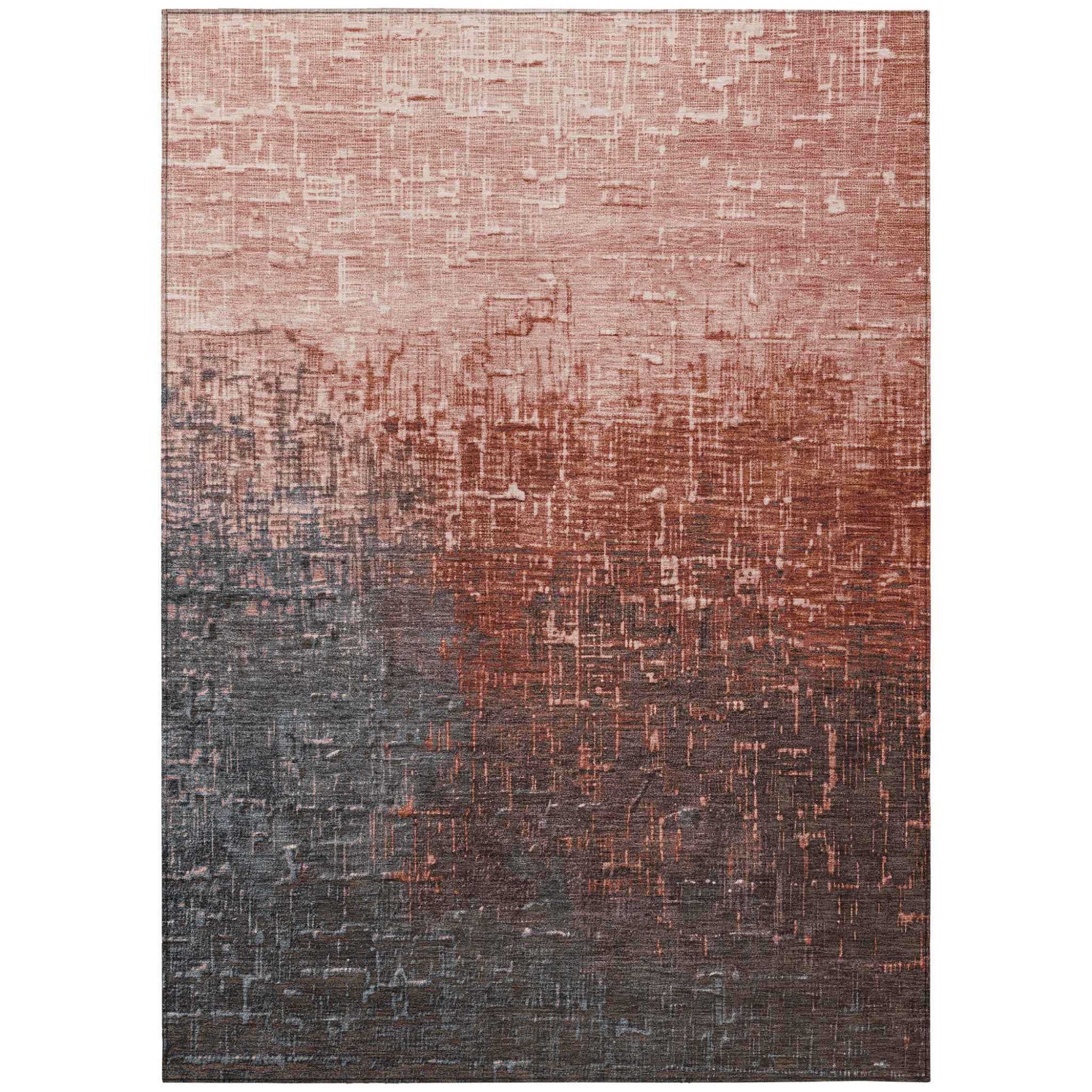 8' X 10' Blush And Dark Gray Ombre Washable Indoor Outdoor Area Rug