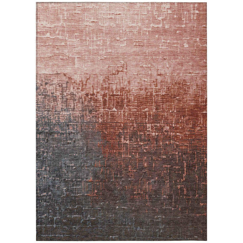8' X 10' Blush And Dark Gray Ombre Washable Indoor Outdoor Area Rug