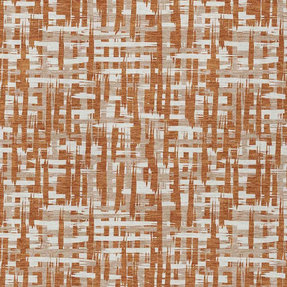 8' X 10' Terra Cotta Tan And Ivory Abstract Washable Indoor Outdoor Area Rug