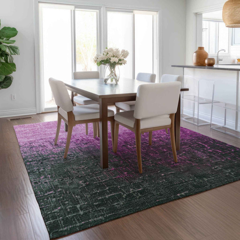 5' X 8' Blush And Dark Gray Ombre Washable Indoor Outdoor Area Rug