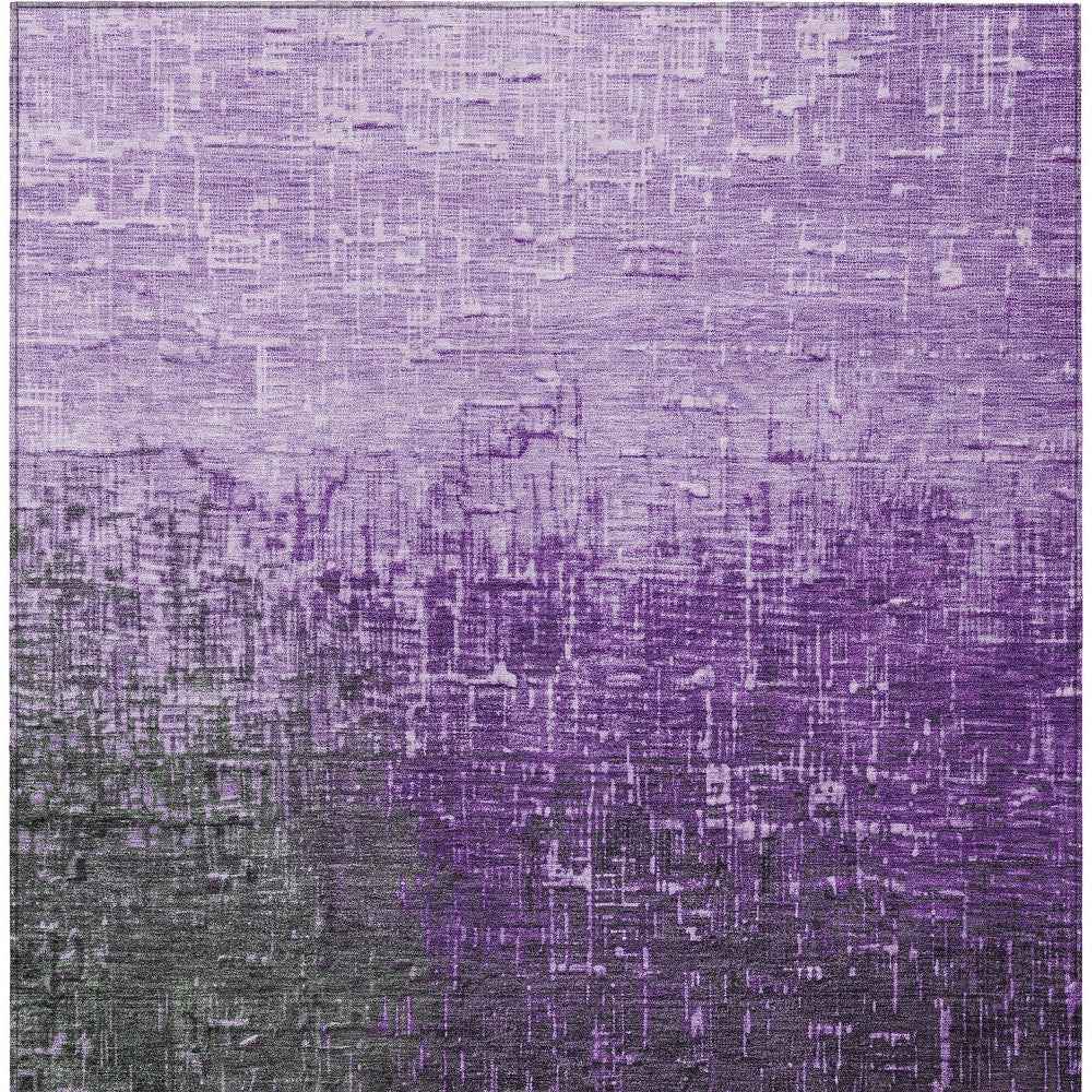 5' X 8' Purple And Dark Gray Ombre Washable Indoor Outdoor Area Rug