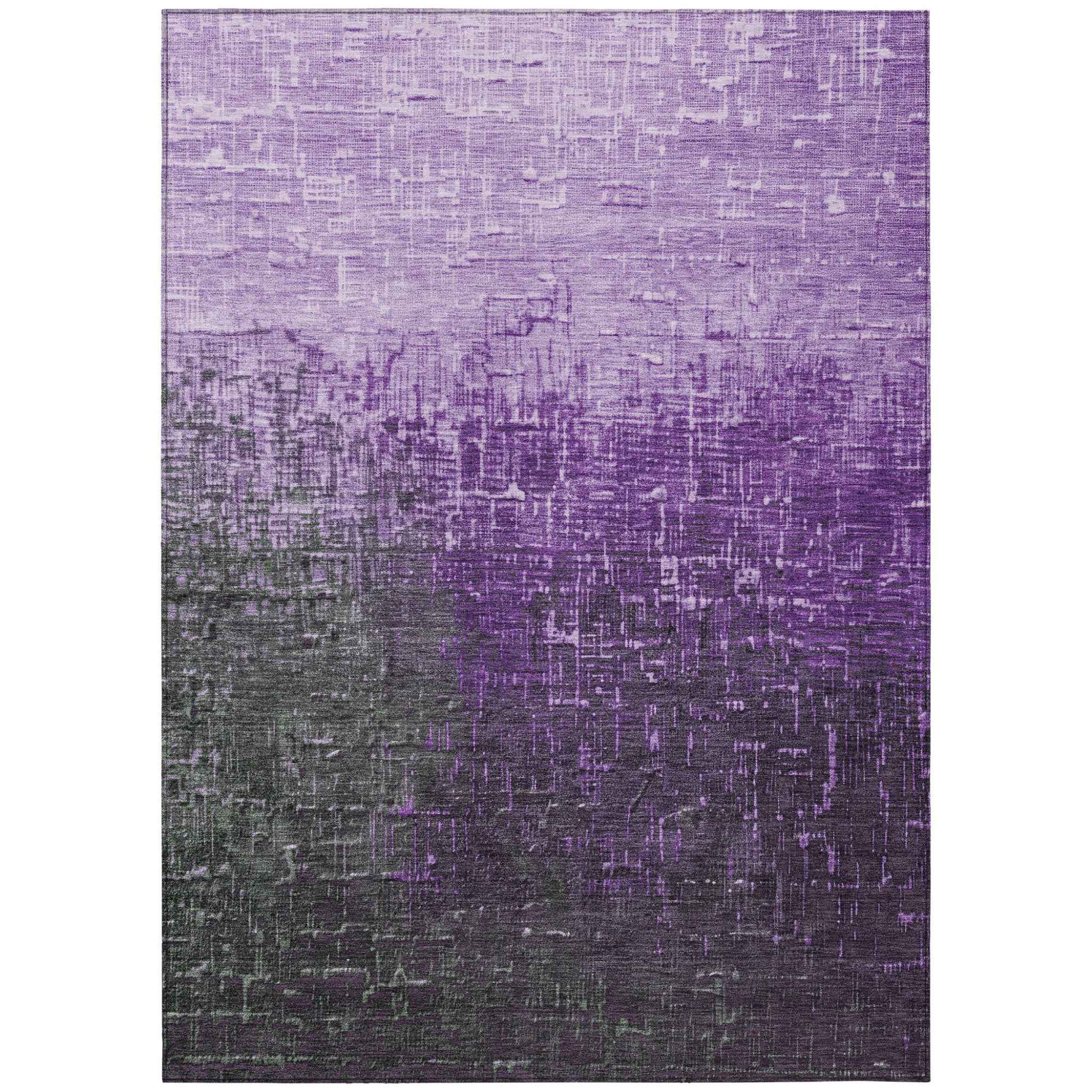 5' X 8' Purple And Dark Gray Ombre Washable Indoor Outdoor Area Rug