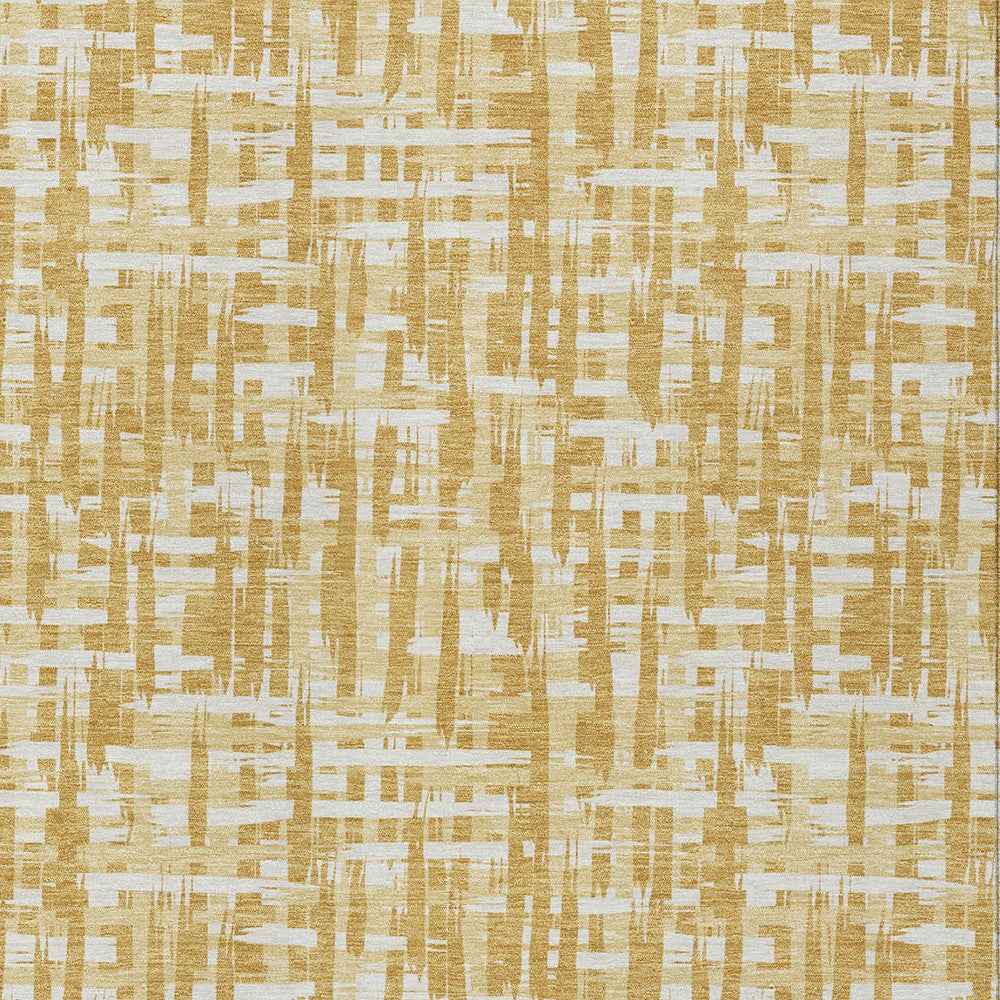 8' X 10' Gold Brown And Beige Abstract Washable Indoor Outdoor Area Rug