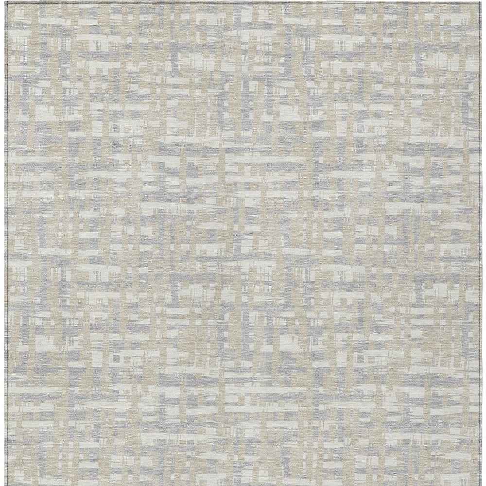 10' X 14' Beige And Gray Abstract Washable Indoor Outdoor Area Rug