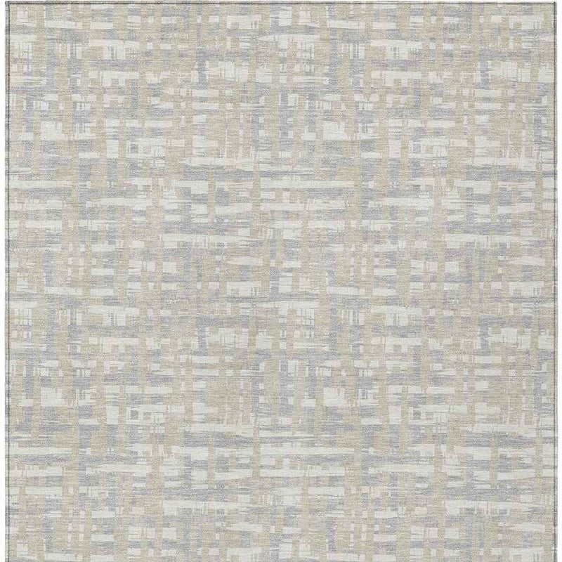 10' X 14' Beige And Gray Abstract Washable Indoor Outdoor Area Rug