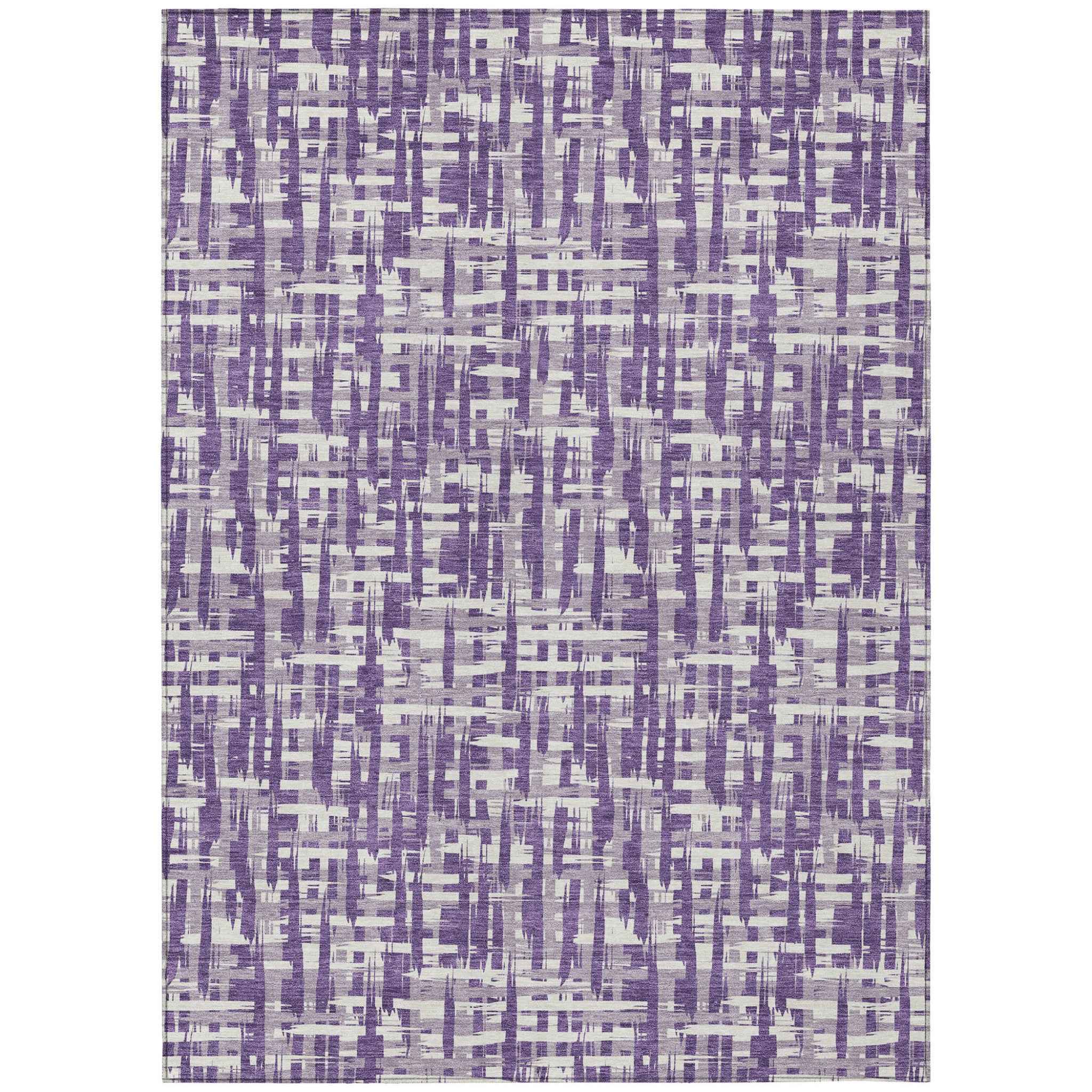 3' X 5' Purple And Lavender Abstract Washable Indoor Outdoor Area Rug