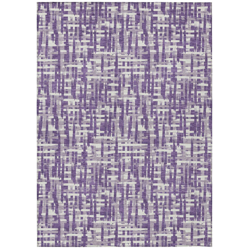 3' X 5' Purple And Lavender Abstract Washable Indoor Outdoor Area Rug