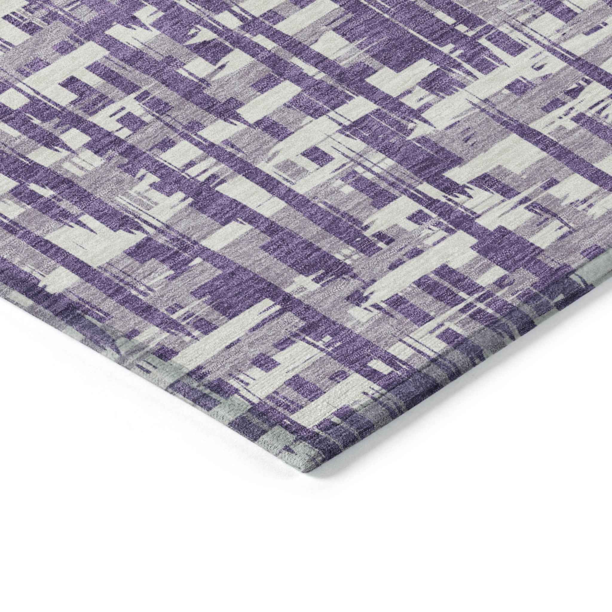 3' X 5' Purple And Lavender Abstract Washable Indoor Outdoor Area Rug