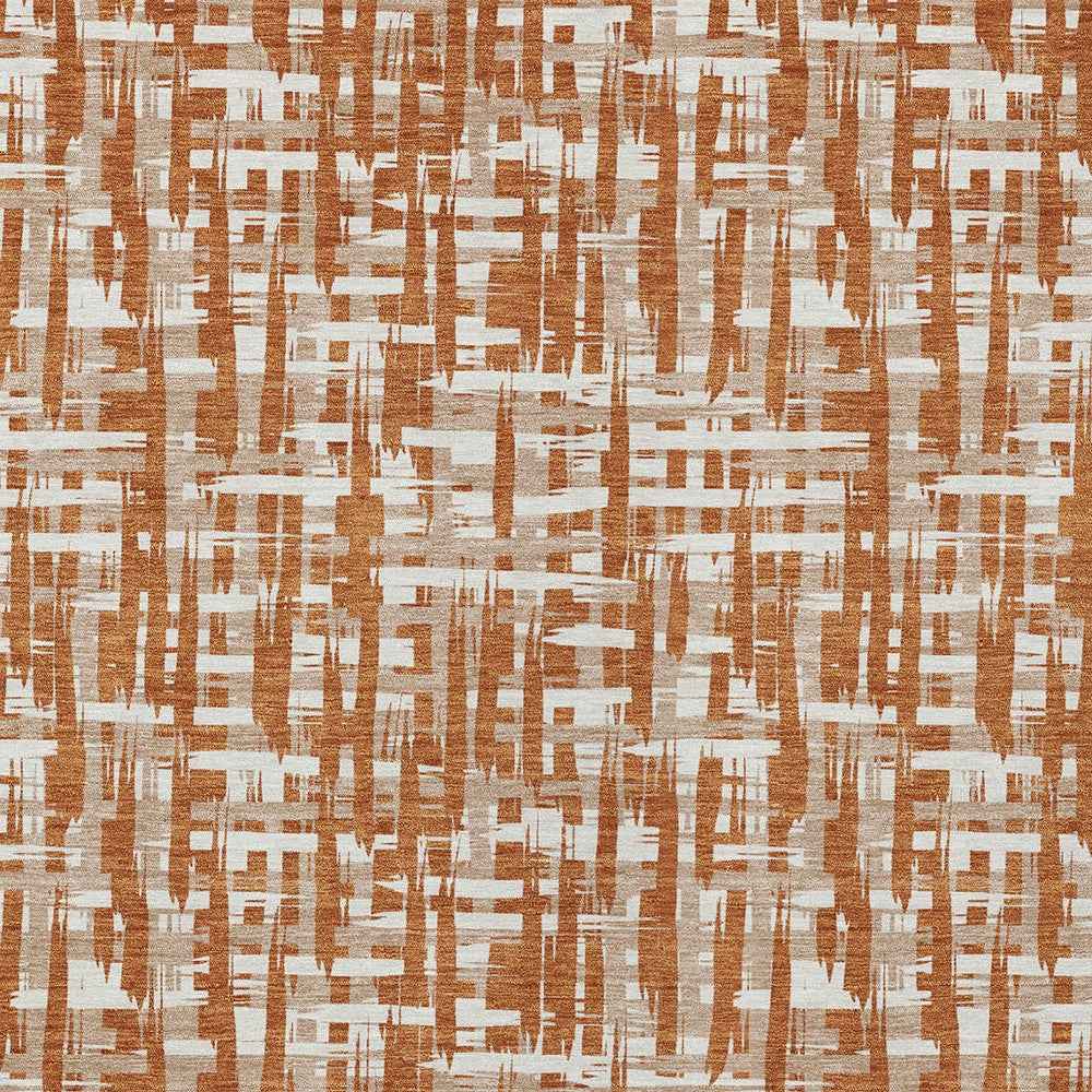 3' X 5' Terra Cotta Tan And Ivory Abstract Washable Indoor Outdoor Area Rug