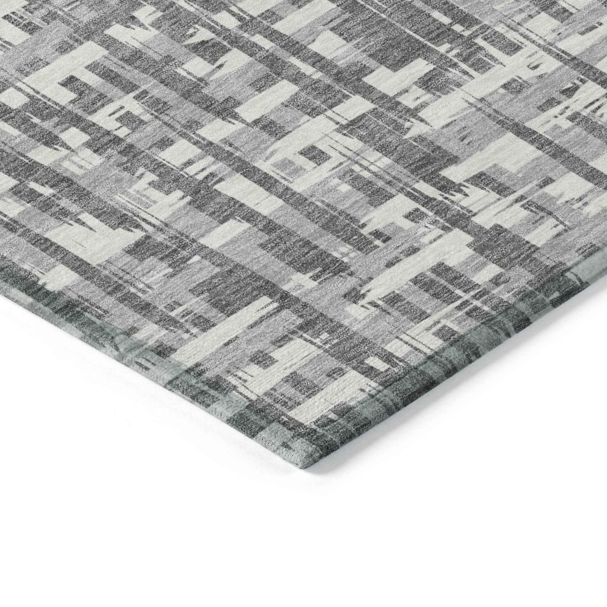 10' X 14' Gray And Charcoal Abstract Washable Indoor Outdoor Area Rug