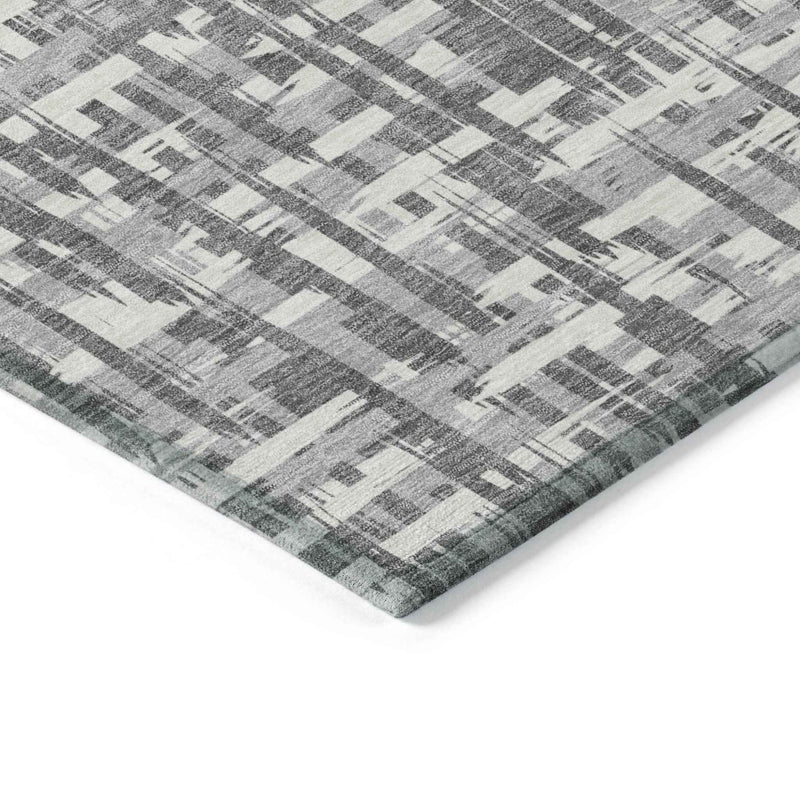 10' X 14' Gray And Charcoal Abstract Washable Indoor Outdoor Area Rug