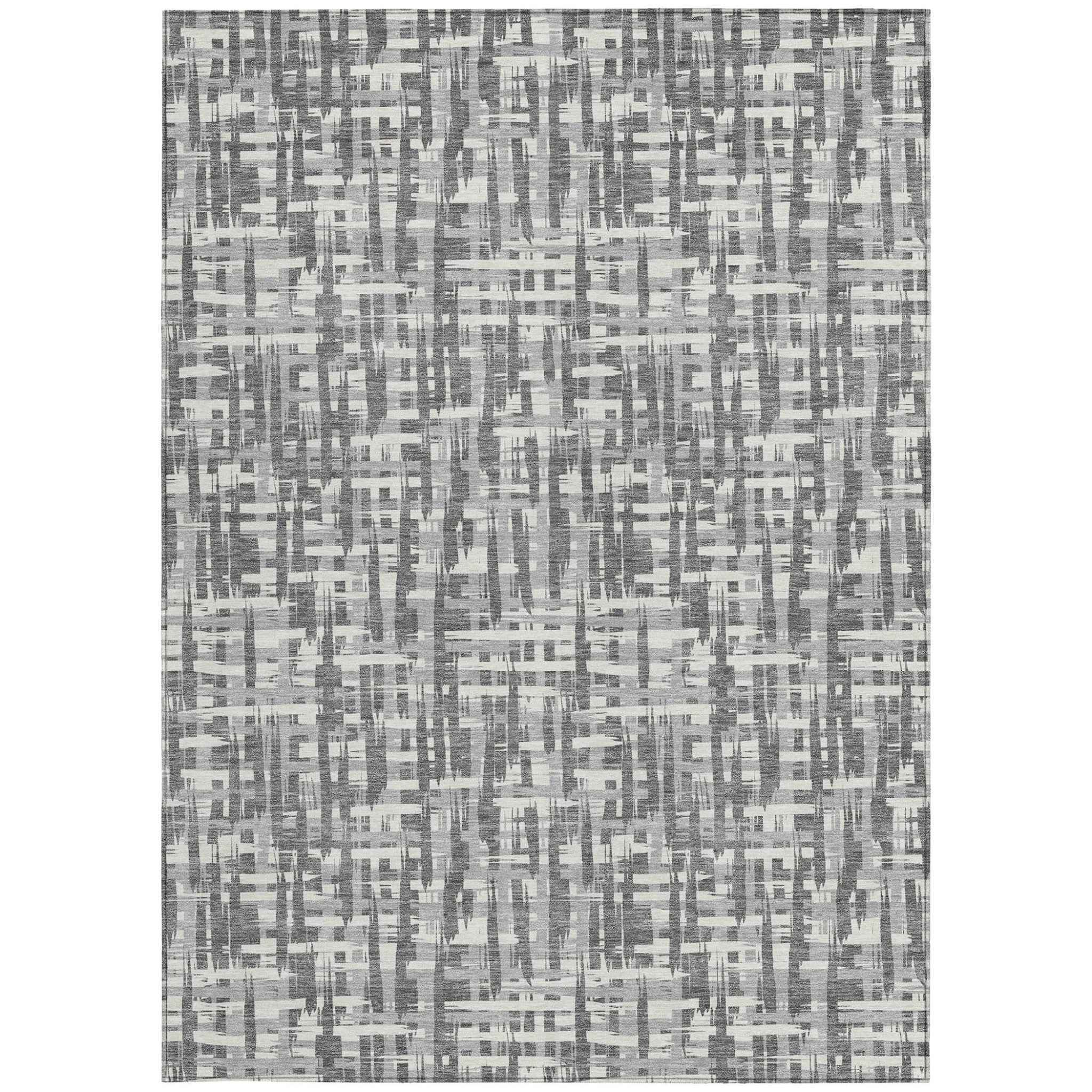 10' X 14' Gray And Charcoal Abstract Washable Indoor Outdoor Area Rug