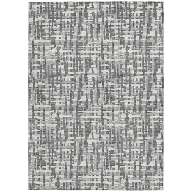 10' X 14' Gray And Charcoal Abstract Washable Indoor Outdoor Area Rug