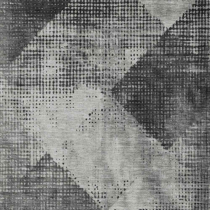 9' X 12' Gray And Black Geometric Washable Indoor Outdoor Area Rug