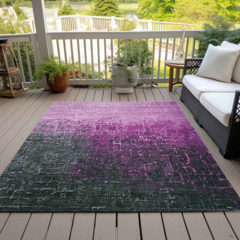 10' X 14' Blush And Dark Gray Ombre Washable Indoor Outdoor Area Rug