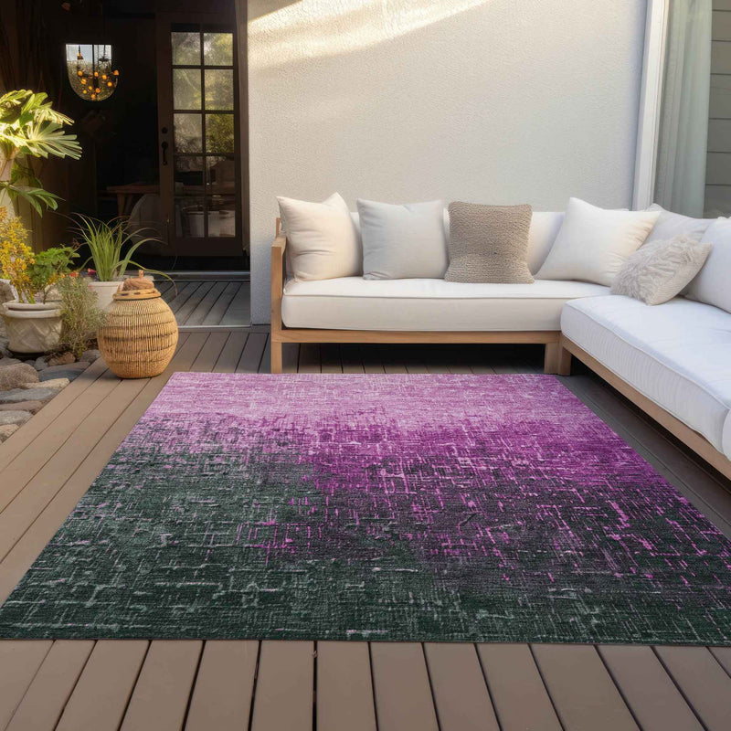 8' X 10' Blush And Dark Gray Ombre Washable Indoor Outdoor Area Rug