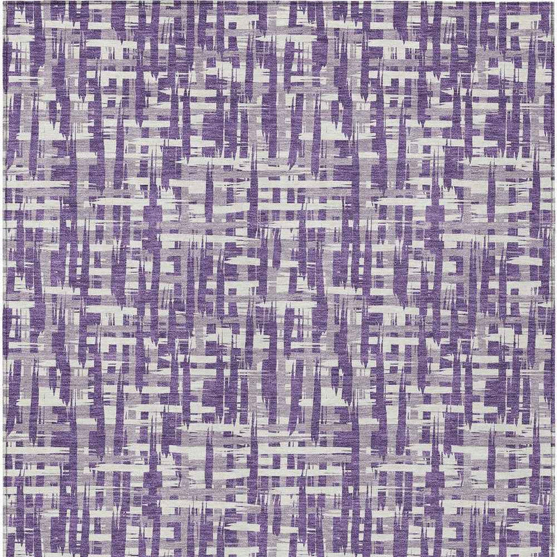 10' X 14' Purple And Lavender Abstract Washable Indoor Outdoor Area Rug