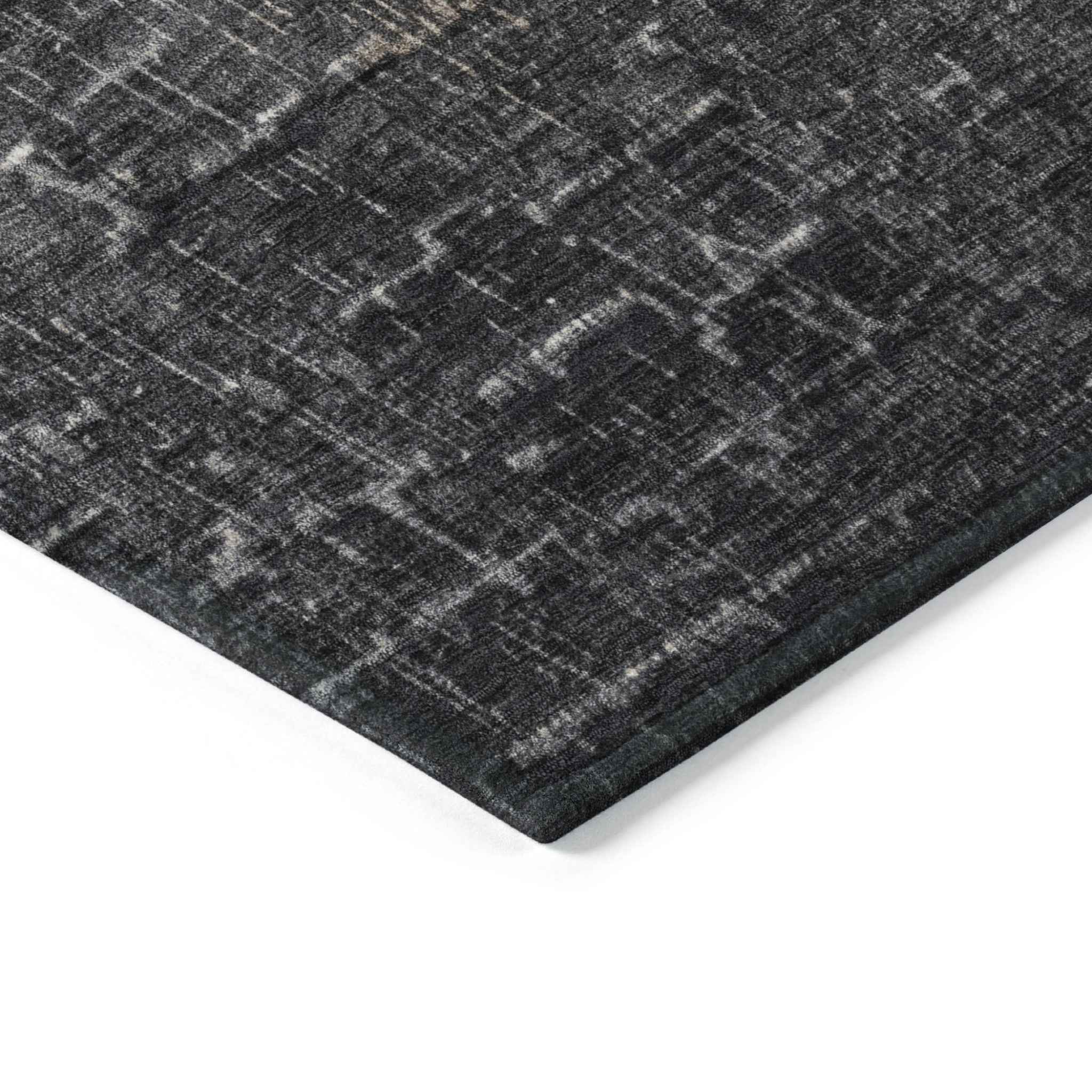 9' X 12' Khaki And Dark Gray Ombre Washable Indoor Outdoor Area Rug