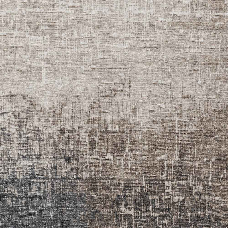 9' X 12' Khaki And Dark Gray Ombre Washable Indoor Outdoor Area Rug