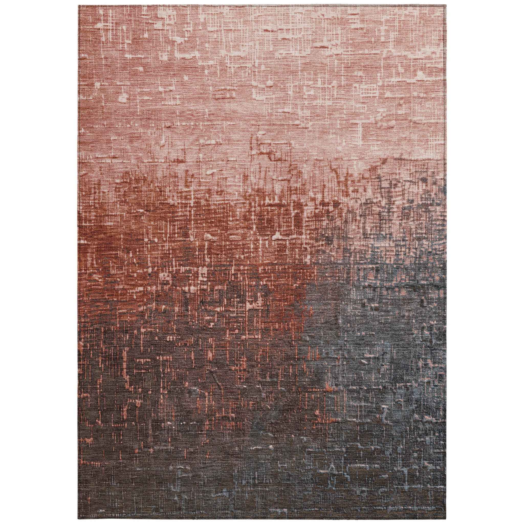 3' X 5' Blush And Dark Gray Ombre Washable Indoor Outdoor Area Rug