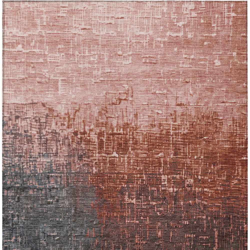 3' X 5' Blush And Dark Gray Ombre Washable Indoor Outdoor Area Rug
