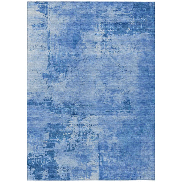 5' X 8' Navy Blue And Ivory Abstract Washable Indoor Outdoor Area Rug