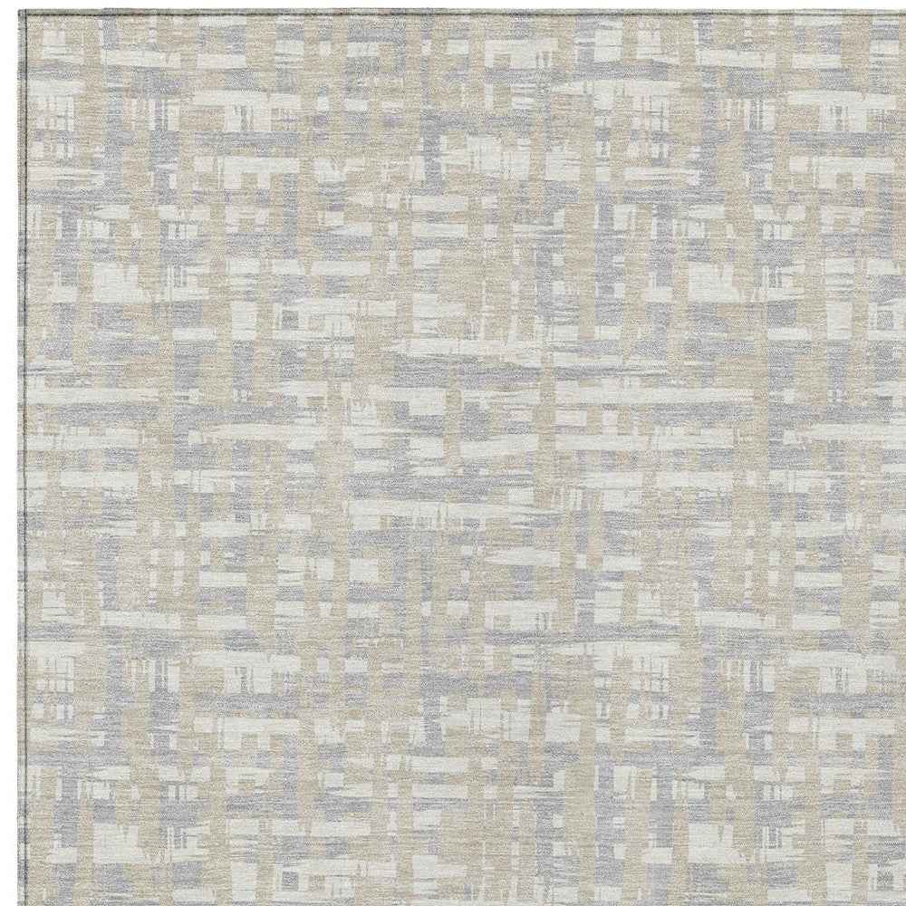 3' X 5' Beige And Gray Abstract Washable Indoor Outdoor Area Rug