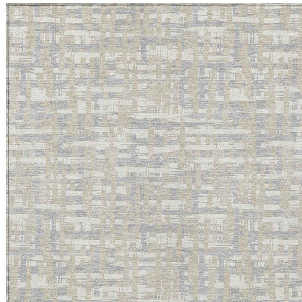 3' X 5' Beige And Gray Abstract Washable Indoor Outdoor Area Rug
