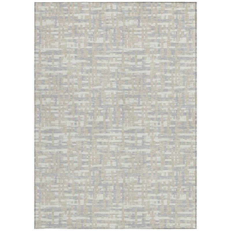 3' X 5' Beige And Gray Abstract Washable Indoor Outdoor Area Rug