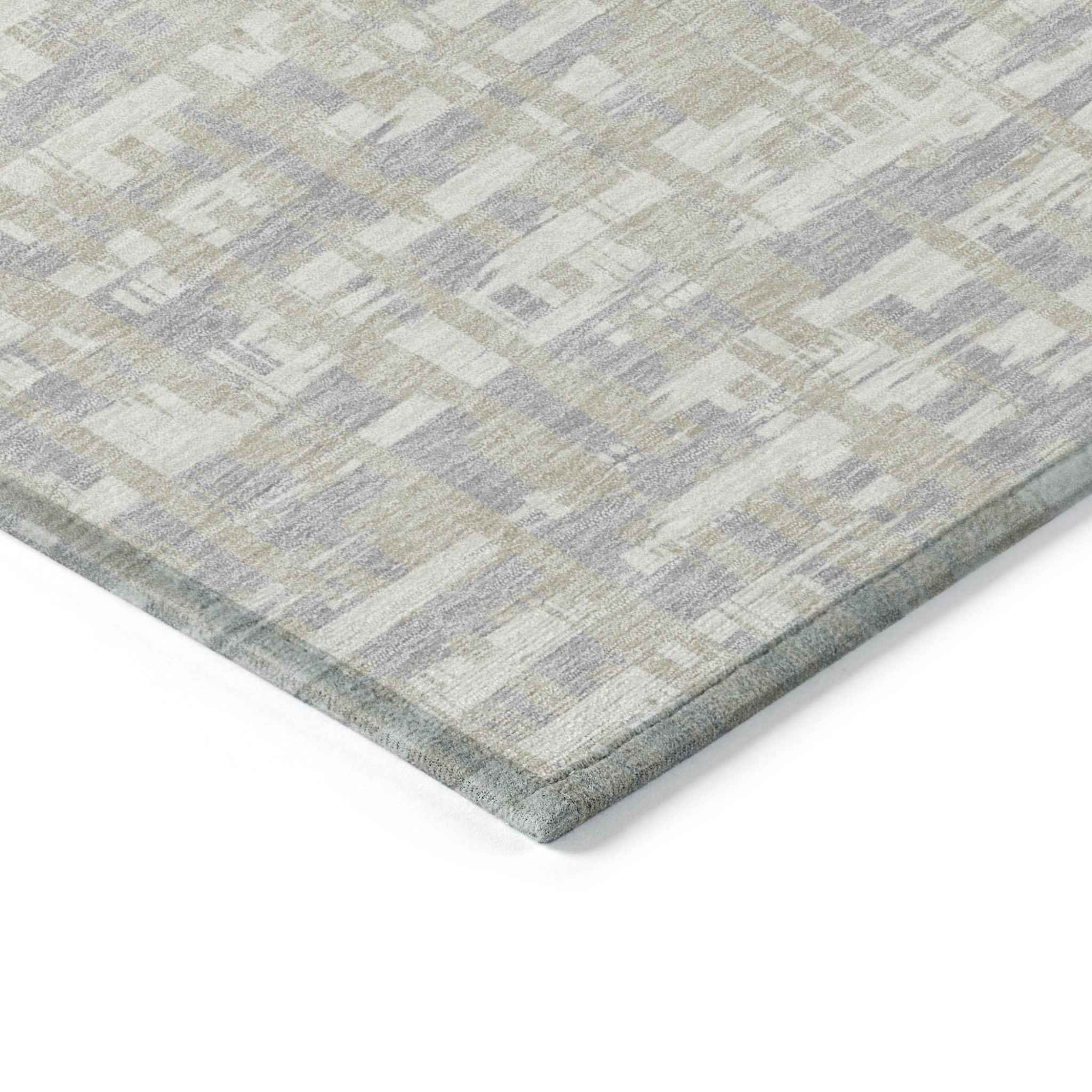 3' X 5' Beige And Gray Abstract Washable Indoor Outdoor Area Rug