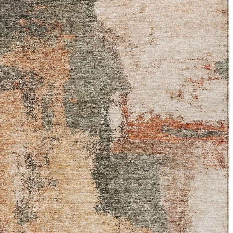 9' X 12' Terra Cotta Gray And Brown Abstract Washable Indoor Outdoor Area Rug