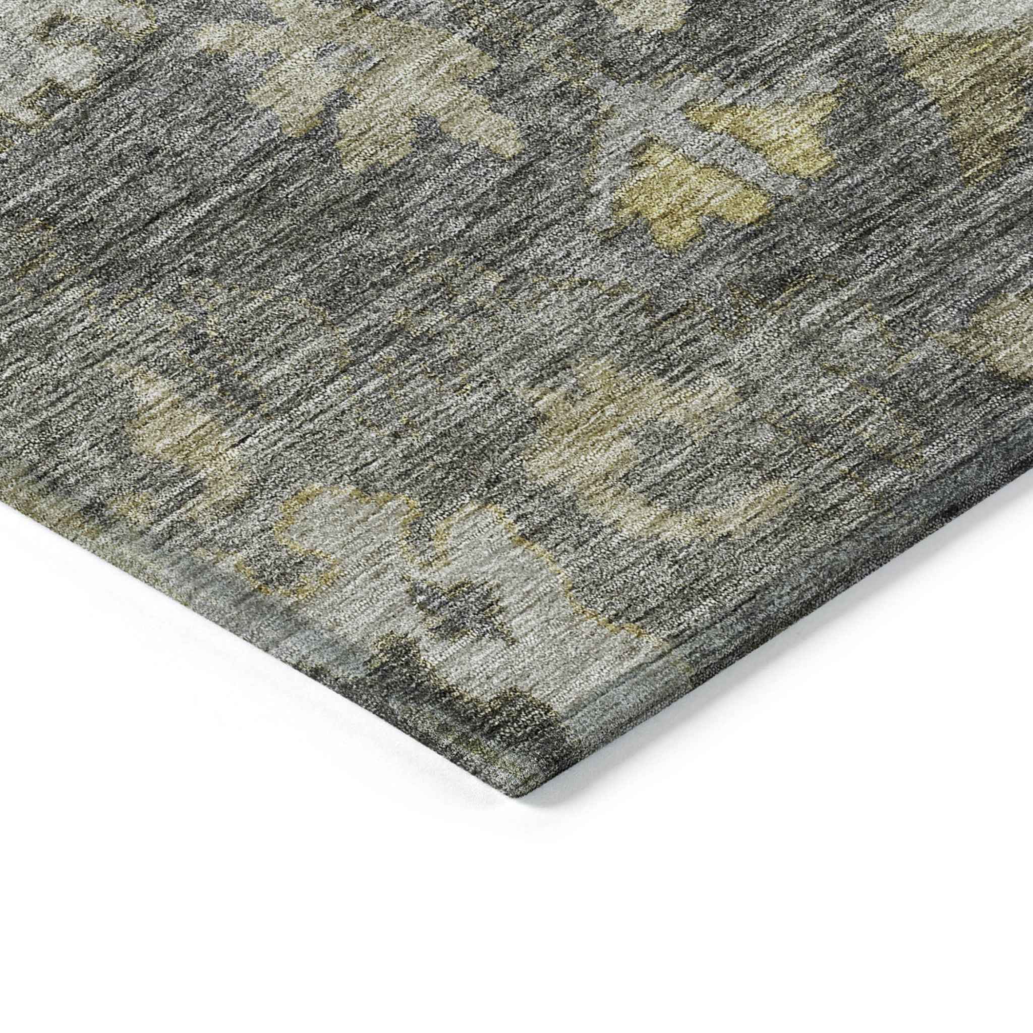 10' X 14' Gray And Charcoal Floral Washable Indoor Outdoor Area Rug