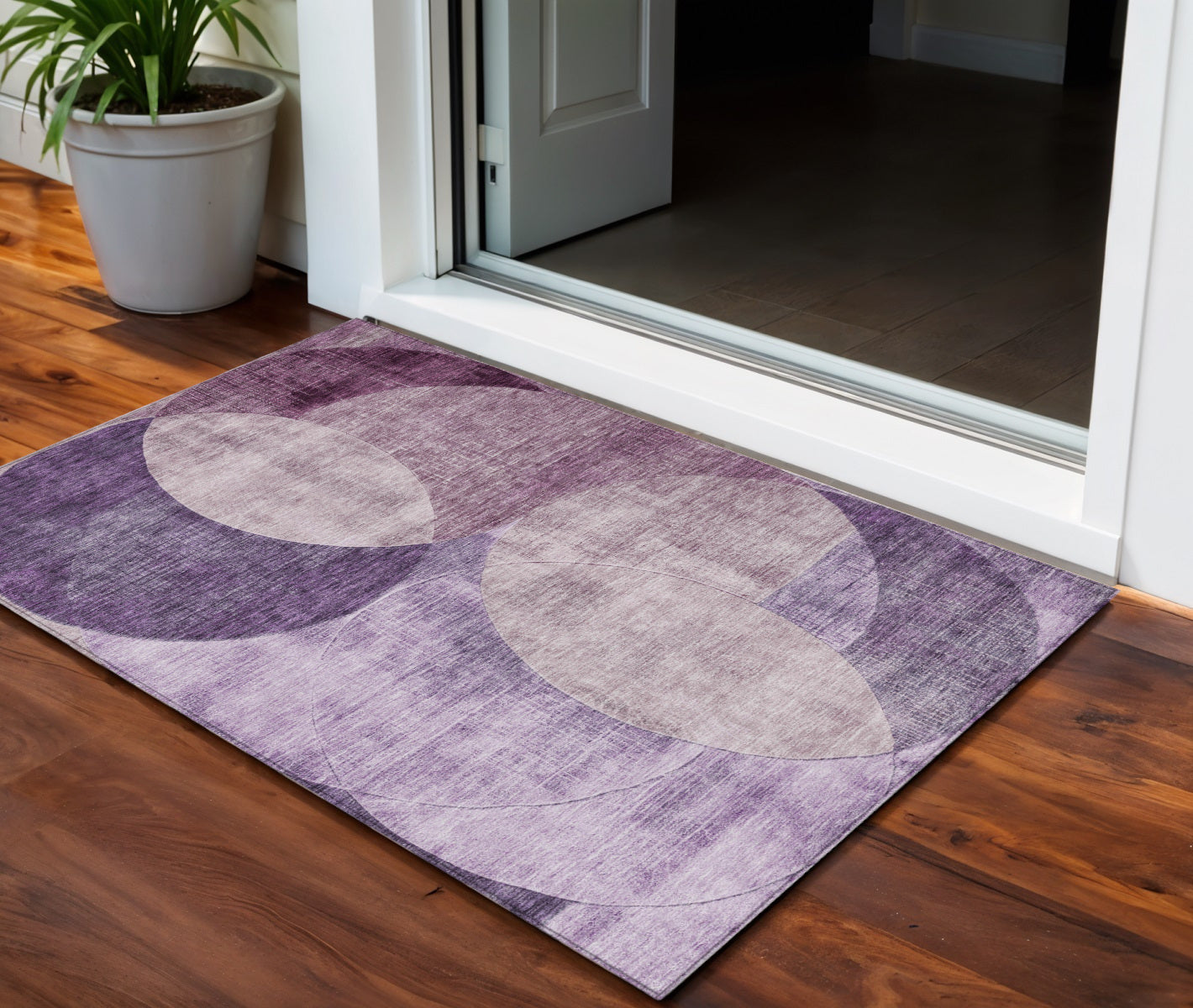 3' X 5' Purple And Lavender Geometric Washable Indoor Outdoor Area Rug - Sports & Outdoor