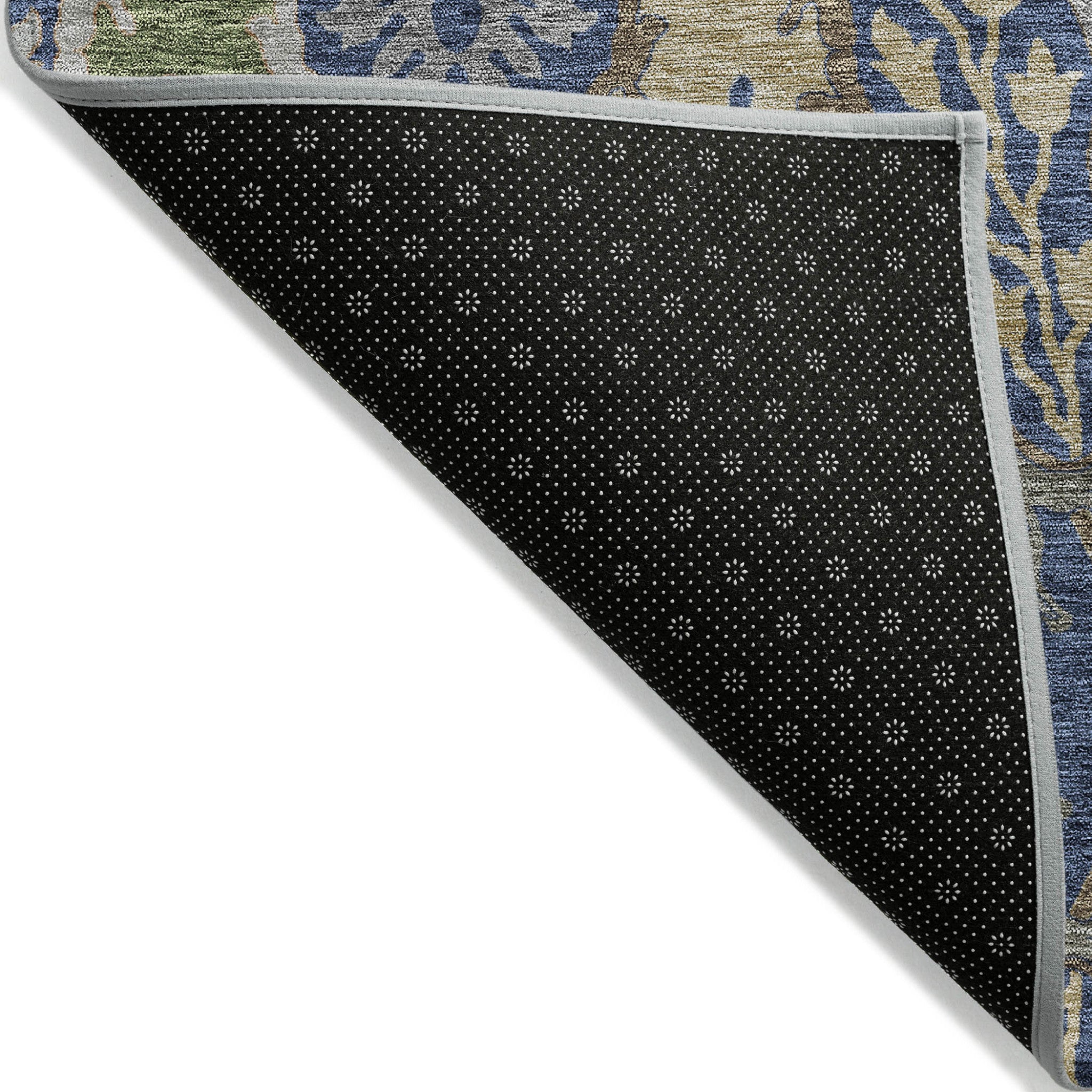 10' X 14' Navy Blue Green And Brown Floral Washable Indoor Outdoor Area Rug - Sports & Outdoor