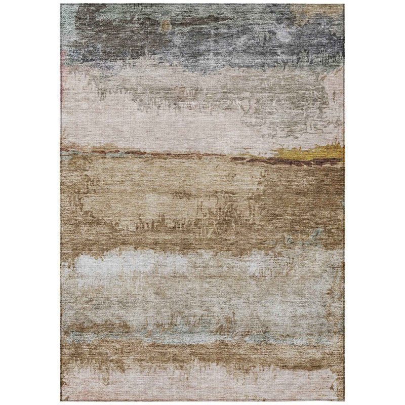 9' X 12' Beige Brown And Gray Abstract Washable Indoor Outdoor Area Rug