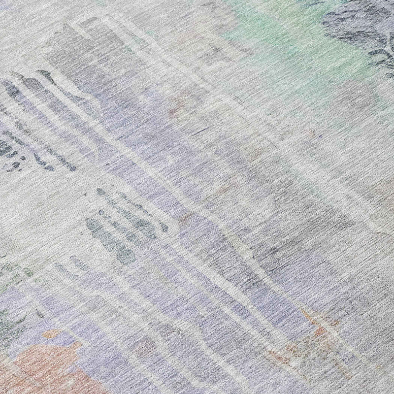 8' Purple Round Abstract Washable Indoor Outdoor Area Rug