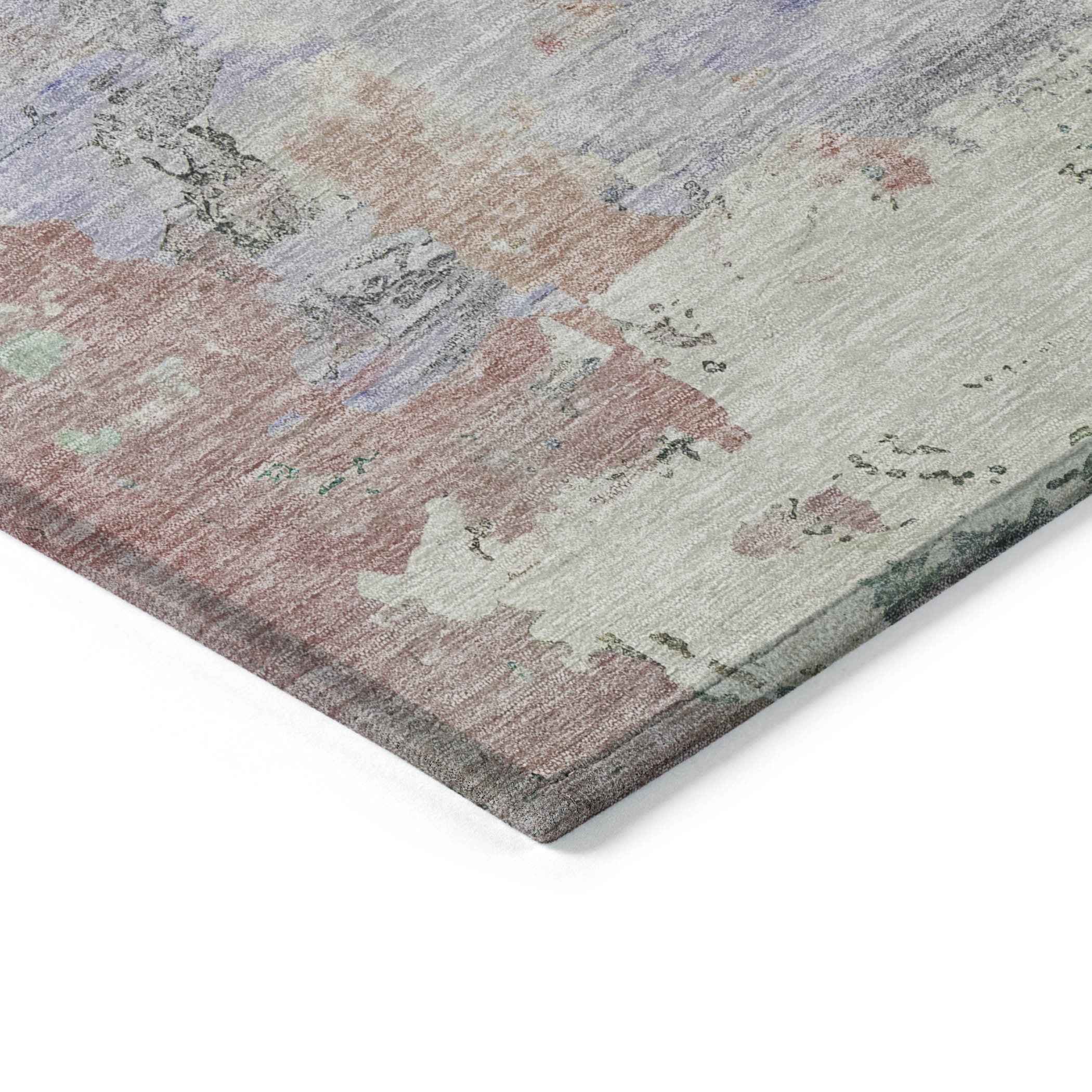 8' Purple Round Abstract Washable Indoor Outdoor Area Rug